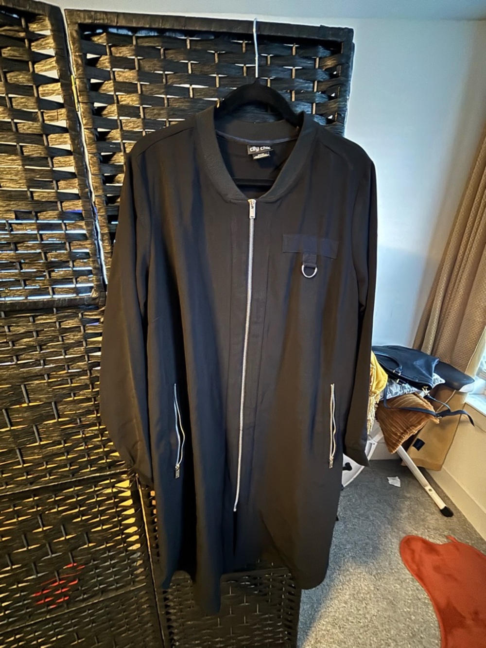 City Chic Black Lightweight Long Zip Jacket